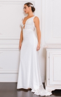 Low Cut V-neck with Backless Design Wedding Dress - DOREEN