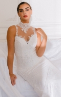 Mermaid High Neck Sheath Column with Backless Design Wedding Dress - BELLE
