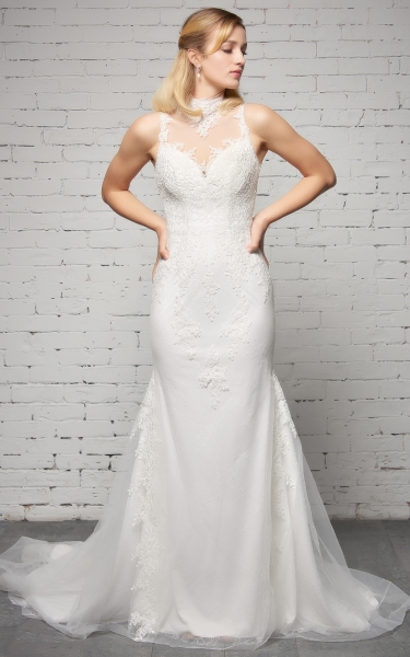 Mermaid High Neck Sheath Column with Backless Design Wedding Dress - BELLE