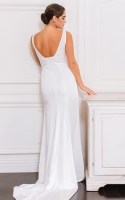 Plus Size - Low Cut V-neck with Backless Design Wedding Dress - DOREEN