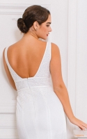 Plus Size - Low Cut V-neck with Backless Design Wedding Dress - DOREEN