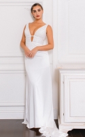 Plus Size - Low Cut V-neck with Backless Design Wedding Dress - DOREEN