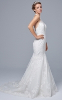 Mermaid High Neck Neckline and Back Zipper Style Wedding Dress - KAREN