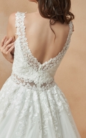 Plus Size - A-line V-Neck with Elegant Court-train and Sleeveless Wedding Dress - DURRIYA