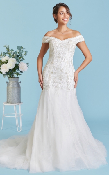 Mermaid Off the Shoulder with Beaded and Embroidery Wedding Dress - ARTEMIS
