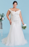 Plus Size - Mermaid Off the Shoulder with Beaded and Embroidery Wedding Dress - ARTEMIS