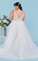 Plus Size - A line and V-neck with illusion deep V-back Wedding Dress - FEDERICA