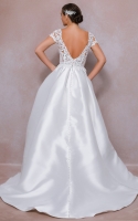A line and Plunging V-neck with Lace Flower Motifs Wedding Dress - DANITA