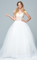 Plus Size - Ball Gown V-Neck and Illusion Neckline  Wedding Dress - MERRY