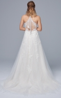 A-line Halter Deep-V Cut and Embellished with Crochet Lace Wedding Dress - MADGE