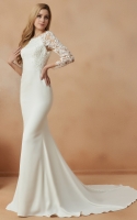 Sheath Scoop and Illusion Neckline with Lace Embellishments Wedding Dress - VITA