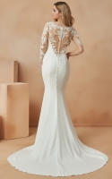 Plus Size - Sheath Scoop and Illusion Neckline with Lace Embellishments Wedding Dress - VITA
