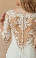 Plus Size - Sheath Scoop and Illusion Neckline with Lace Embellishments Wedding Dress - VITA