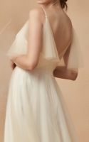 A Line and V-Neck with Tulle Embellishments on the Straps Wedding Dress - ILARIA