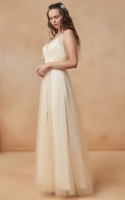 Plus Size - A Line and V-Neck with Tulle Embellishments on the Straps Wedding Dress - ILARIA