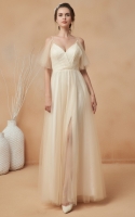 Plus Size - A Line and V-Neck with Tulle Embellishments on the Straps Wedding Dress - ILARIA