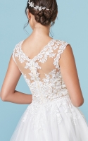 A Line Scoop and Illusion Neckline with Cap Sleeves Wedding Dress - KARIN