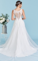 Plus Size - A Line Plunging Scoop and Diamond-shaped Illusion Back Wedding Dress - LOUISA