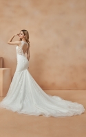 Mermaid V-neck with Lace and Beading Embellishments Wedding Dress - ANN