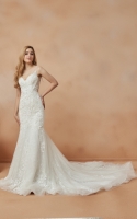 Mermaid V-neck with Lace and Beading Embellishments Wedding Dress - ANN