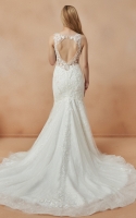 Mermaid V-neck with Lace and Beading Embellishments Wedding Dress - ANN