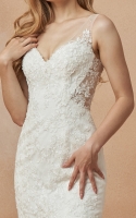 Mermaid V-neck with Lace and Beading Embellishments Wedding Dress - ANN