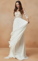 A-line Scoop and Illusion Neckline with Lace Embellishments Wedding Dress - HANA