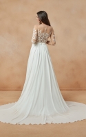 Plus Size - A-line Scoop and Illusion Neckline with Lace Embellishments Wedding Dress - HANA