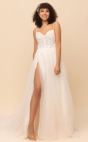 A-line Sweetheart Neckline with High Slit and Deep V Back Wedding Dress - FREYA