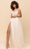 A-line Sweetheart Neckline with High Slit and Deep V Back Wedding Dress - FREYA