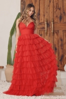 Prom / Evening Dress - Ruffled Tulle Gown