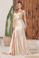 Embroidered Satin Gown - CH-NAE1239