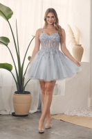 Short Glitter Tulle Dress With A Sweetheart Neckline - CH-NAH784