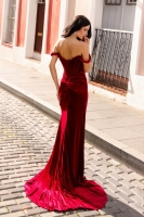 Prom / Evening Dress - Women's Off The Shoulder High Split Long Dress - CH-NAR1244