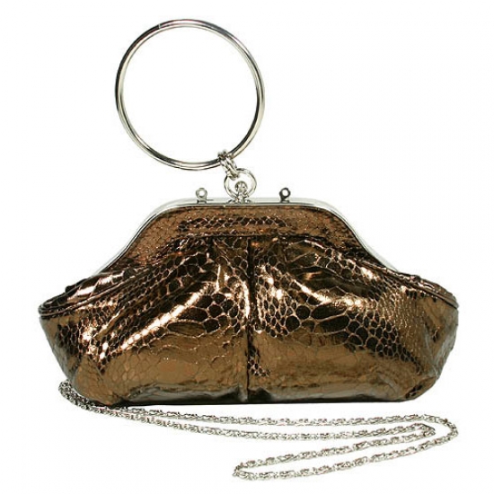 Evening Bag - Faux Snakeskin w/ Ring – Bronze – BG-90519BZ
