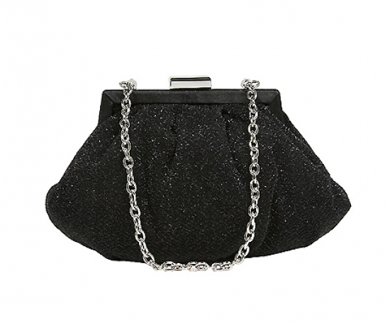 Evening Bag - Glittery Look Fabric - Black -BG-92093B