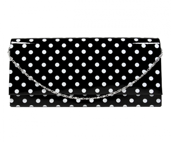 Evening Bag - Glossy Polka Dots - Black -BG-92120B
