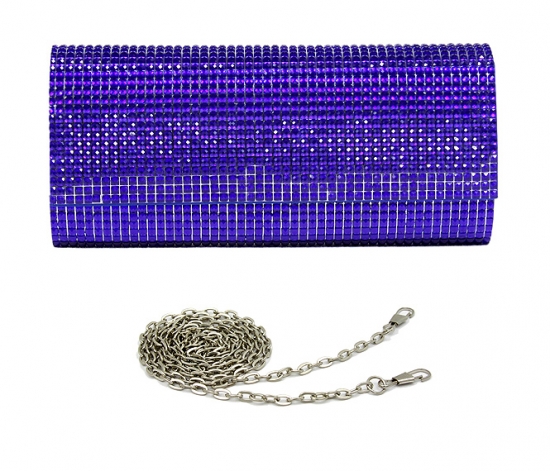 Evening Bag - Jeweled Acrylic Beads w/ Flap &ndash; Blue &ndash; BG-100317BL