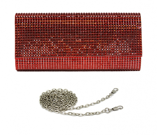 Evening Bag - Jeweled Acrylic Beads w/ Flap &ndash; Red &ndash; BG-100317R