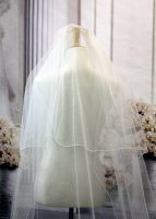Long Veil - Long Veil with sequined embroidery - 110" - VL-V2003-110IV