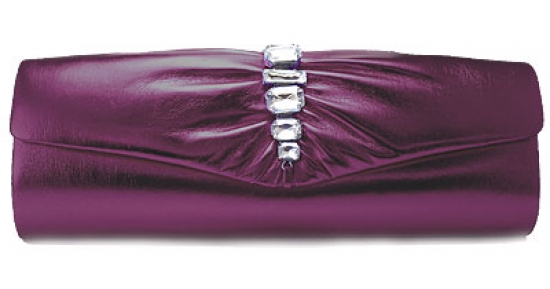 Evening Bag - PU Leather w/ Acrylic Beaded Accent – Purple – BG-90232PUR