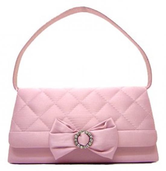 Evening Bag - Satin Quilted w/ Bow – Pink – BG-38228PK