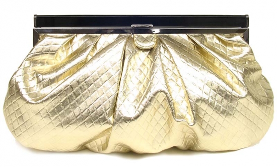 Large Clutch - Quilted Soft Leather-Like &ndash; Gold &ndash; BG-90246G