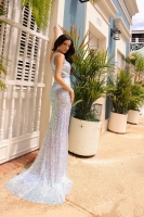 Prom / Evening Sequined One Shoulder High Split Long Dress - CH-NAA1307