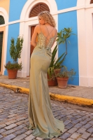 Prom / Evening Dress - Satin Corset Scoop Neck Sequin Dress - CH-NAA1372