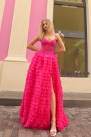 Prom / A-line Sleeveless Tulle Dresses with Side Slit - CH-NAP1398