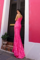 Prom / Evening Asymmetric Neckline with Floral Sequin Dress - CH-NAR1308