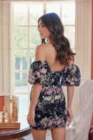 Short Dress With Sequin Floral Embroidered - CH-NAE920