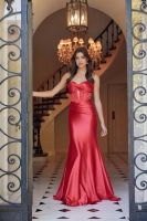 Prom / Evening Gown - Long Formal Satin Fitted Dress - CH-NAT1500