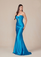 Prom / Evening Gown - Long Formal Satin Fitted Dress - CH-NAT1500